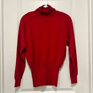 Vintage Bogner Women’s Wool Blend Turtleneck Sweater Cherry Red Sz Large Skiwear